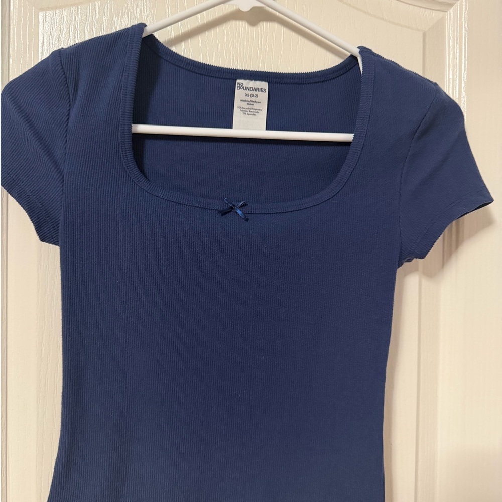 No Boundaries Navy Short Sleeve Top